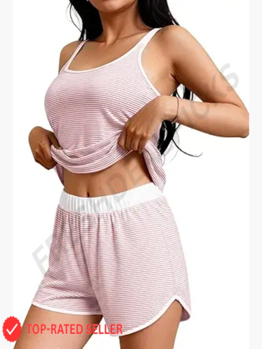 Striped Cami Pajama Set 2 Piece Summer Tank Top and Shorts Pjs Sleepwear Soft